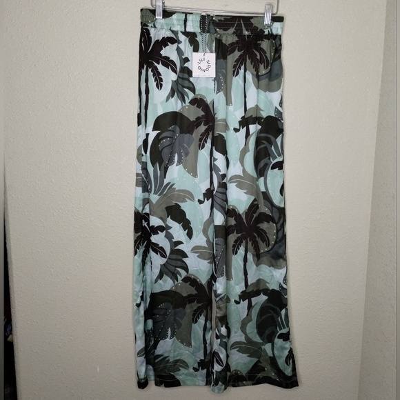 Lili Sidonio Wide Leg Flowy Pant Jungle Print Women's Size Small - Picture 2 of 6